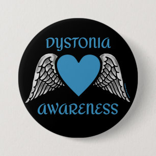 Badge Rond 7,6 Cm Coeur/ailes...Dystonie