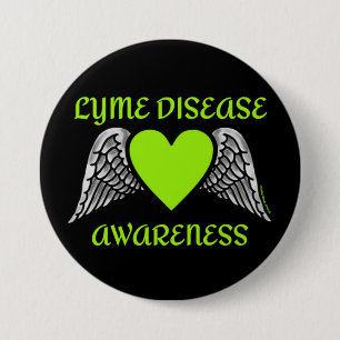 Badge Rond 7,6 Cm Coeur/ailes...Lyme