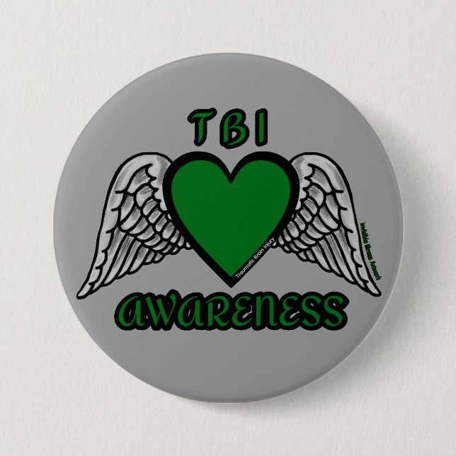 Badge Rond 7,6 Cm Coeur/ailes...TBI (Devant)