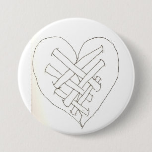 Badge Rond 7,6 Cm Coeur bandé