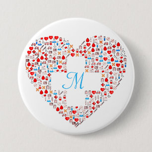 Badge Rond 7,6 Cm Coeur de collage du coeur médical de l'infirmièr