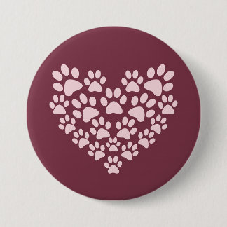 Badge Rond 7,6 Cm Coeur d'empreinte