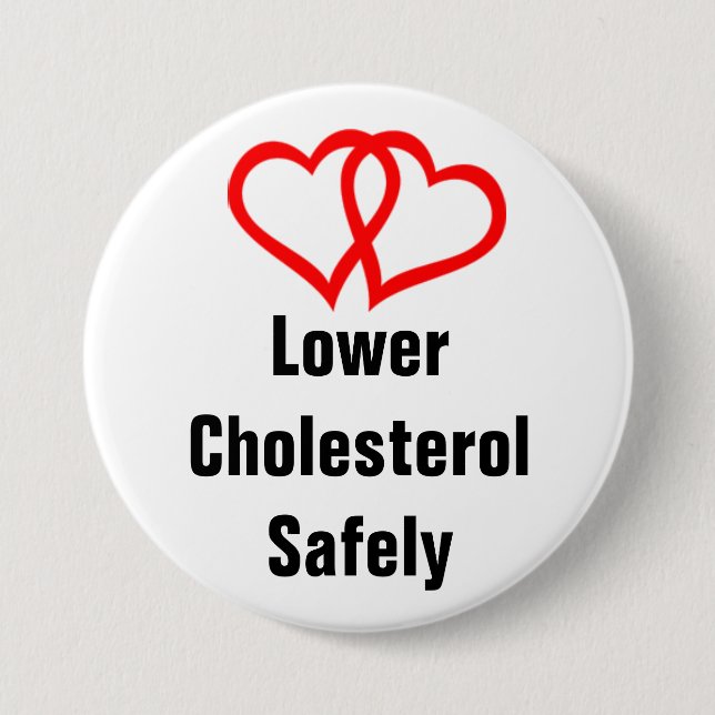 Badge Rond 7,6 Cm coeur-deux-coeurs, LowerCholesterolSafely (Devant)