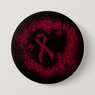 Badge Rond 7,6 Cm Coeur du Ruban de sensibilisation à la Bourgogne