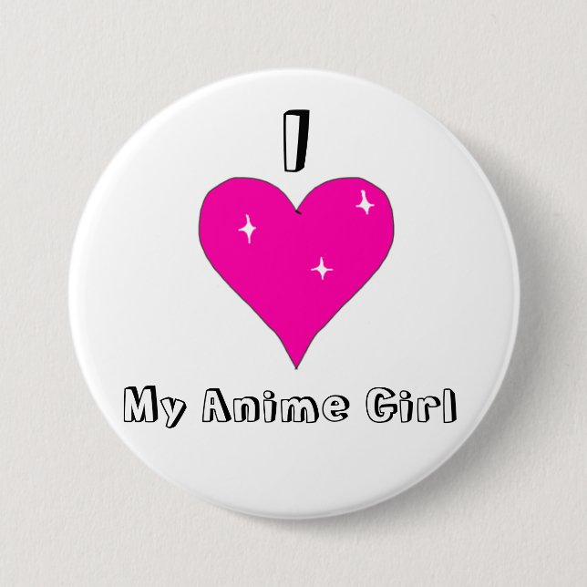 Badge Rond 7,6 Cm Coeur I ma fille d'Anime (Devant)