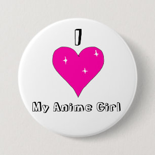 Badge Rond 7,6 Cm Coeur I ma fille d'Anime