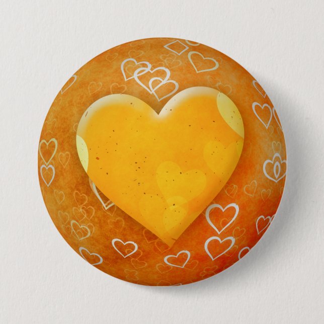 Badge Rond 7,6 Cm Coeur jaune (Devant)