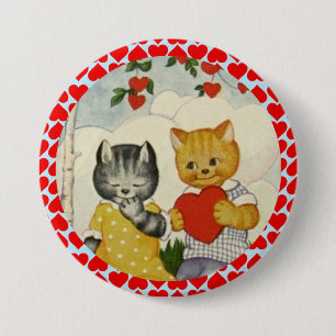 Badge Rond 7,6 Cm Coeur mignon vintage de Valentine et couples de