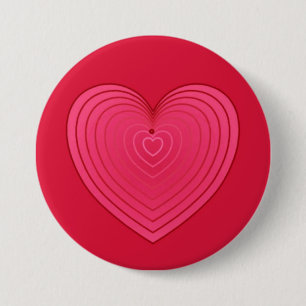 Badge Rond 7,6 Cm Coeur rouge rose sur un arrière - plan rouge plus 