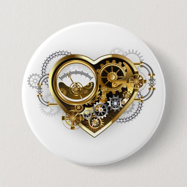 Badge Rond 7,6 Cm Coeur vapeur avec un manomètre (Devant)