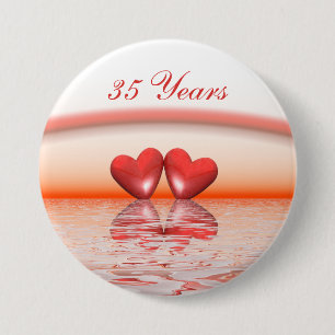 Badge Rond 7,6 Cm Coeurs coralliens du 35e anniversaire