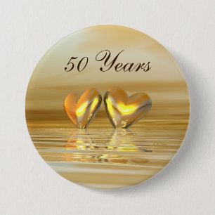Badge Rond 7,6 Cm Coeurs d'or