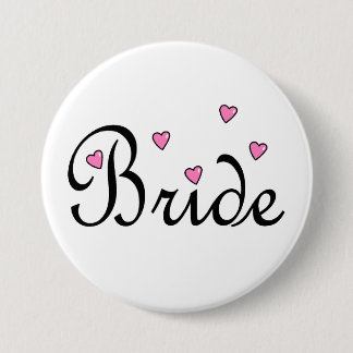 Badge Rond 7,6 Cm Coeurs roses de jeune mariée