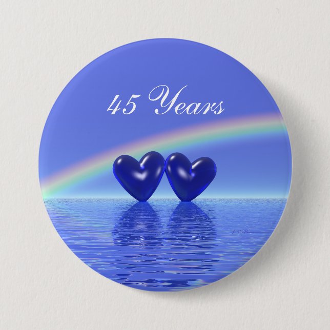 Badge Rond 7,6 Cm Coeurs saphirs du 45e anniversaire (Devant)