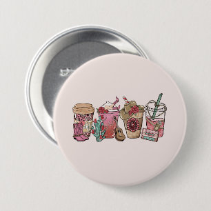 Badge Rond 7,6 Cm Coffee Lover Western Cowboy Theme
