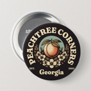 Badge Rond 7,6 Cm Coins des arbres de pêche, Géorgie