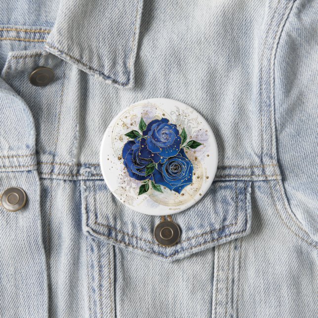 Badge Rond 7,6 Cm Collage de fille - bleu minuit (En situation)