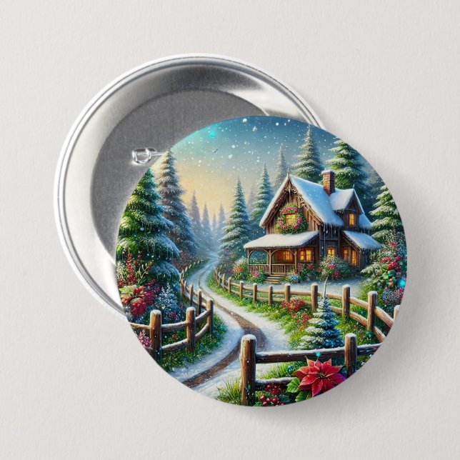 Badge Rond 7,6 Cm Collage de Noël (Devant & derrière)