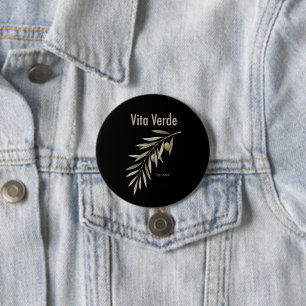 Badge Rond 7,6 Cm Collection Vita Verde Noir
