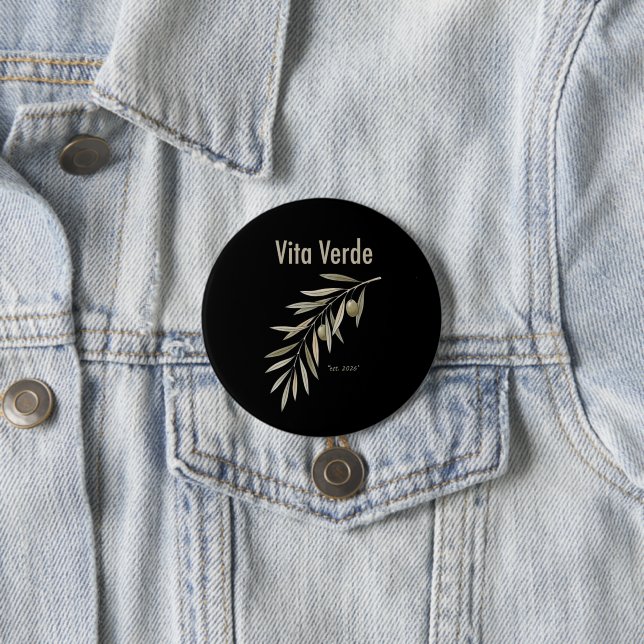 Badge Rond 7,6 Cm Collection Vita Verde Noir (En situation)