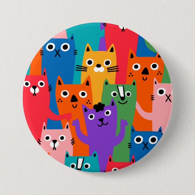 Badge Rond 7,6 Cm Colorful cats (Devant)