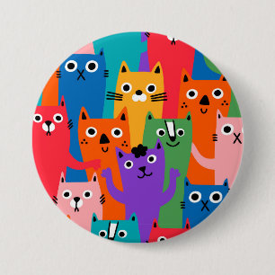Badge Rond 7,6 Cm Colorful cats