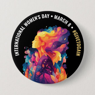 Badge Rond 7,6 Cm Colorful Faces Abstract Women's Day | IWD