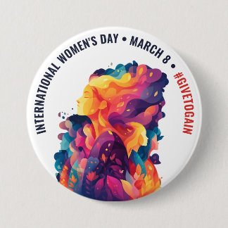 Badge Rond 7,6 Cm Colorful Faces Abstract Women's Day | IWD