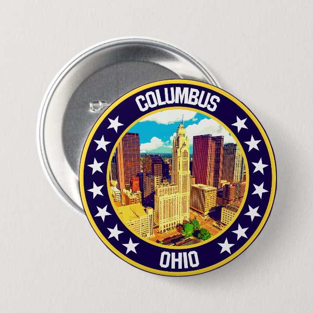 Badge Rond 7,6 Cm Columbus (Devant & derrière)