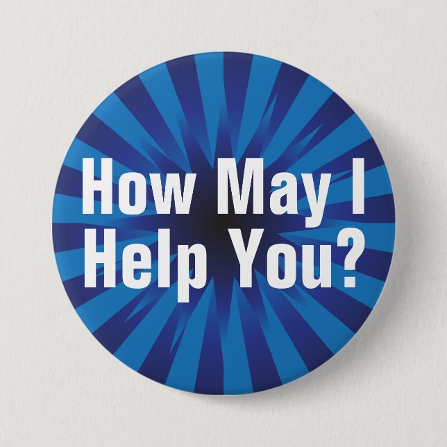 Badge Rond 7,6 Cm Comment peux j'aidez-vous Starburst à me demander (Devant)