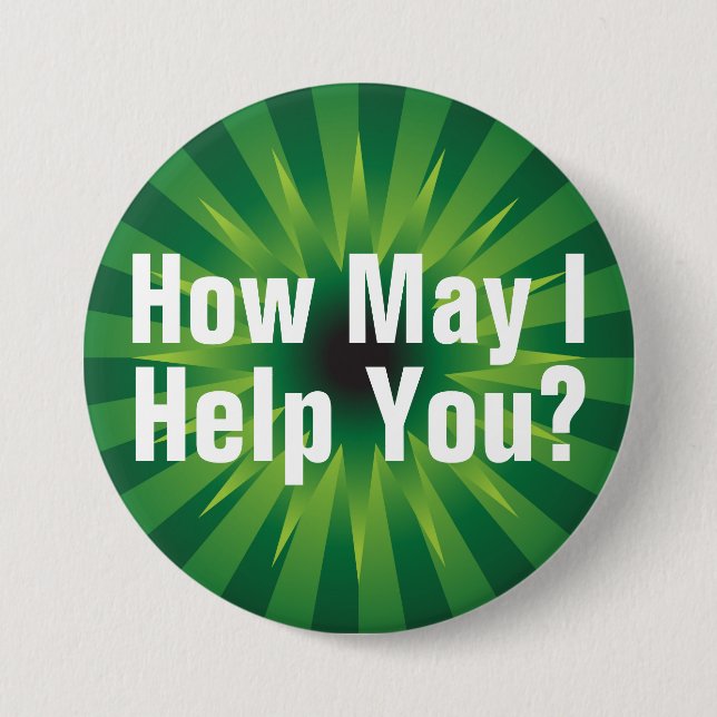 Badge Rond 7,6 Cm Comment peux j'aidez-vous Starburst à me demander (Devant)