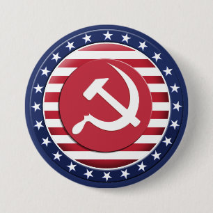 Badge Rond 7,6 Cm Communisme des Etats-Unis