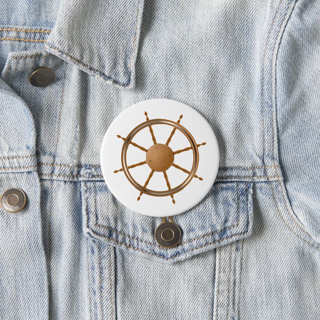 Badge Rond 7,6 Cm Conception de compas de roue de navire nautique vi (Créateur téléchargé)