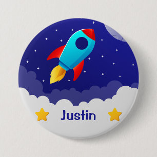 Badge Rond 7,6 Cm Conception de fusée d'aventure spatiale