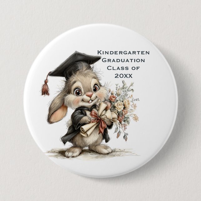 Badge Rond 7,6 Cm Conception de lapin de remise de diplômes de mater (Devant)