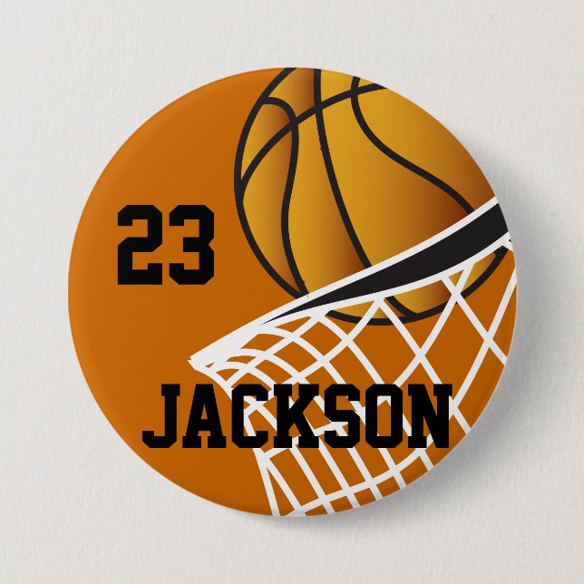 Badge Rond 7,6 Cm Conception personnalisée du plateau de basket-ball (Devant)