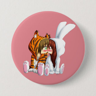 Badge Rond 7,6 Cm Conejito ET Tigre, Chibi