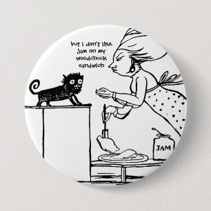 Badge Rond 7,6 Cm Confiture sur un sandwich de marmotte chat dessin