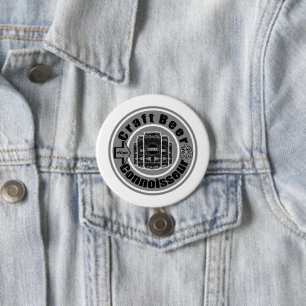 Badge Rond 7,6 Cm Connoisseur de bière artisanale gris