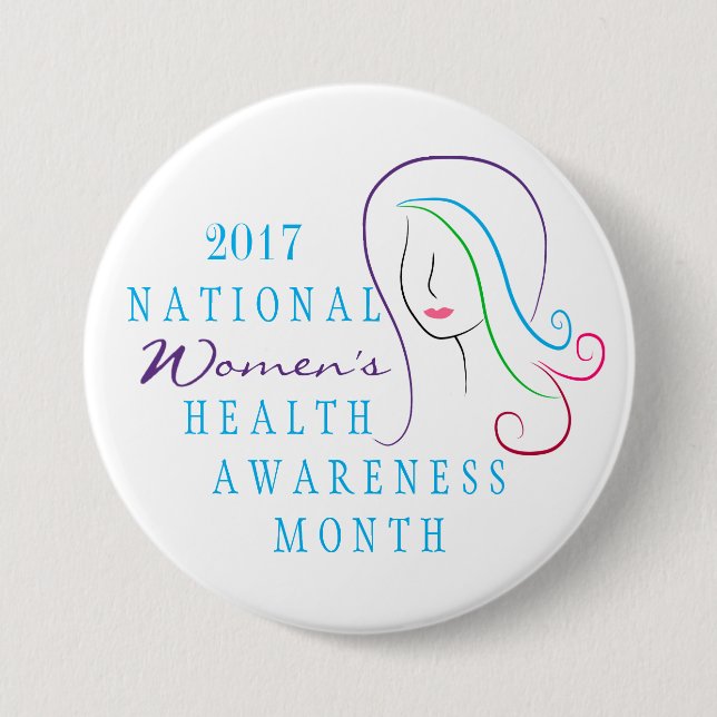 Badge Rond 7,6 Cm Conscience de la santé des femmes nationales (Devant)