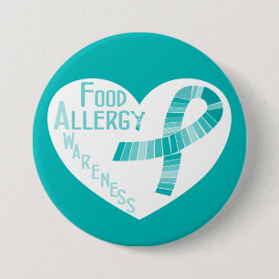 Badge Rond 7,6 Cm Conscience turquoise d'allergie alimentaire de