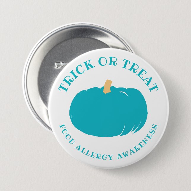 Badge Rond 7,6 Cm Conscience turquoise Halloween d'allergie (Devant & derrière)