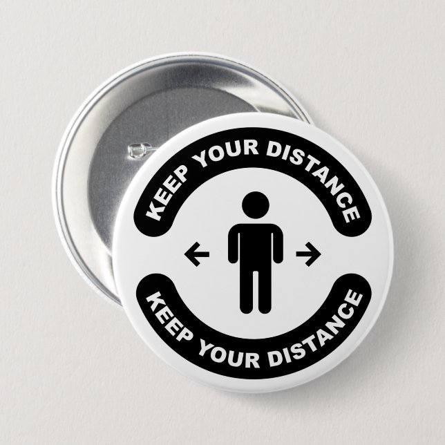 Badge Rond 7,6 Cm Conserver votre distance (Devant & derrière)