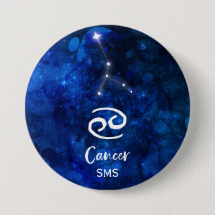 Badge Rond 7,6 Cm Constellation du zodiaque Cancer Monogramme Galaxi