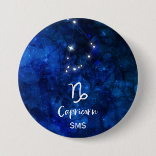 Badge Rond 7,6 Cm Constellation du zodiaque Capricorne Galaxie Ciel