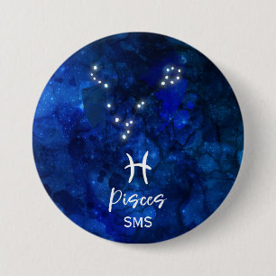 Badge Rond 7,6 Cm Constellation du zodiaque Poissons Monogramme Gala