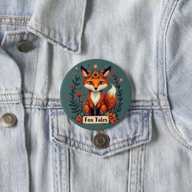 Badge Rond 7,6 Cm Contes de Renard Boho Faune Animale (En situation)