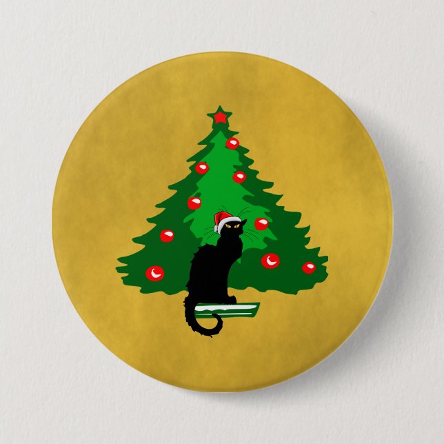 Badge Rond 7,6 Cm Conversation Noir Noël (Devant)