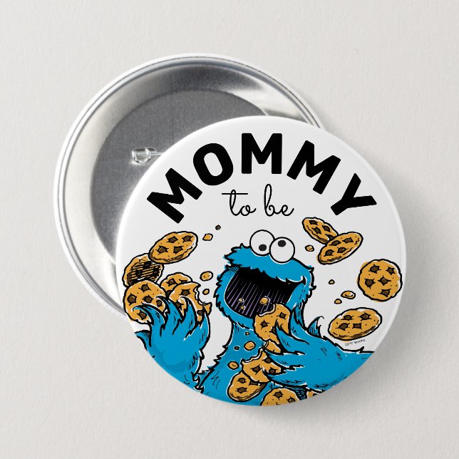 Badge Rond 7,6 Cm Cookie Monster Baby shower Maman À Être (Devant & derrière)