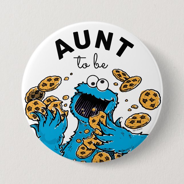 Badge Rond 7,6 Cm Cookie Monster Baby shower Tante À Être (Devant)